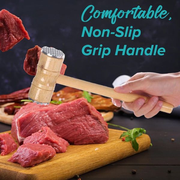 Double-Sided Wooden Meat Tenderizer Hammer