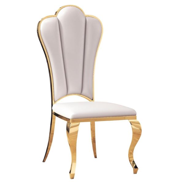 White Upholstered High Back Dining Chair
