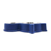 Stainless Steel Dog Food Bowl with blue base for food and water, sturdy and bacteria-resistant design.