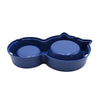 Stainless Steel Dog Food Bowl – Double Bowl Pet Feeder in blue color with two compartments for food and water.