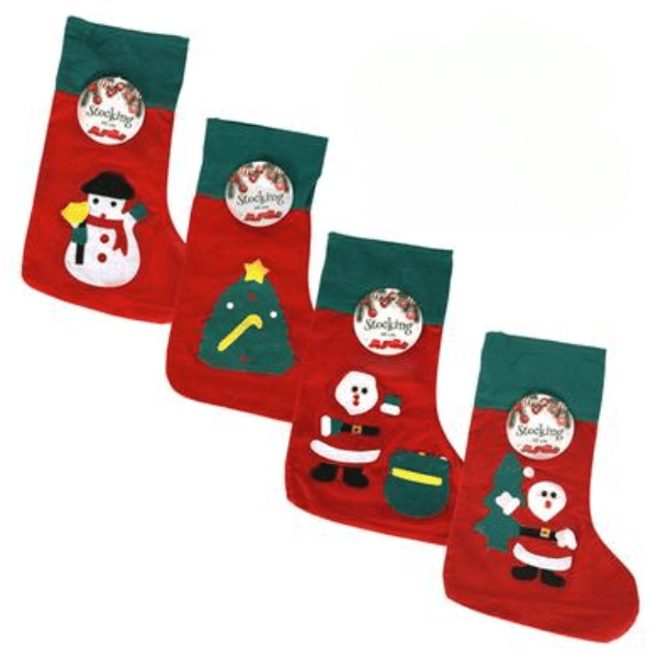 Festive Felt Christmas Stockings – 40cm Assorted