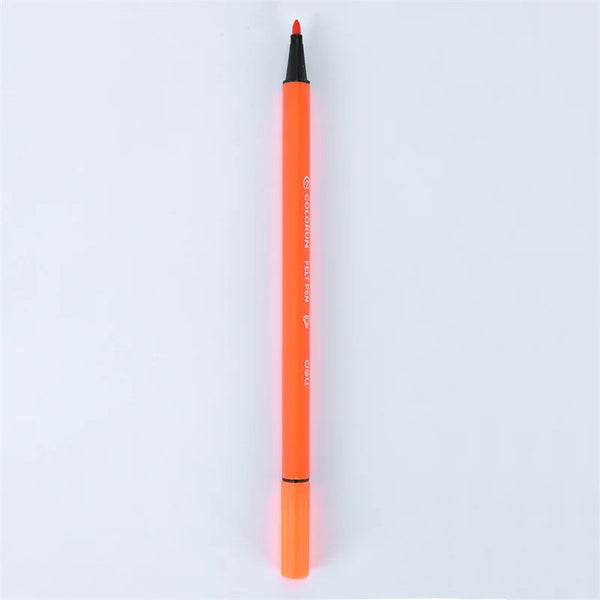 Fibre Tip Water Colour Marker Pen Set of 12, featuring an orange felt tip marker with a fine point for vibrant color application.
