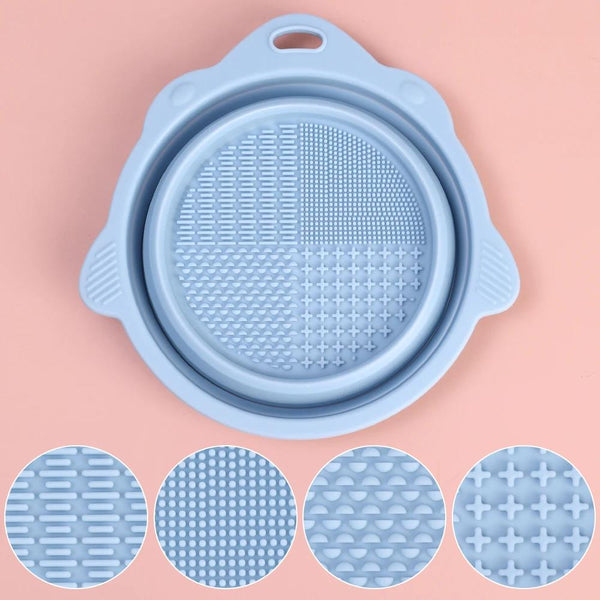 Foldable Silicone Makeup Brush & Puff Cleaning Bowl