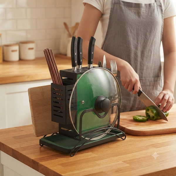 Knife Storage with Cutting Board Holder