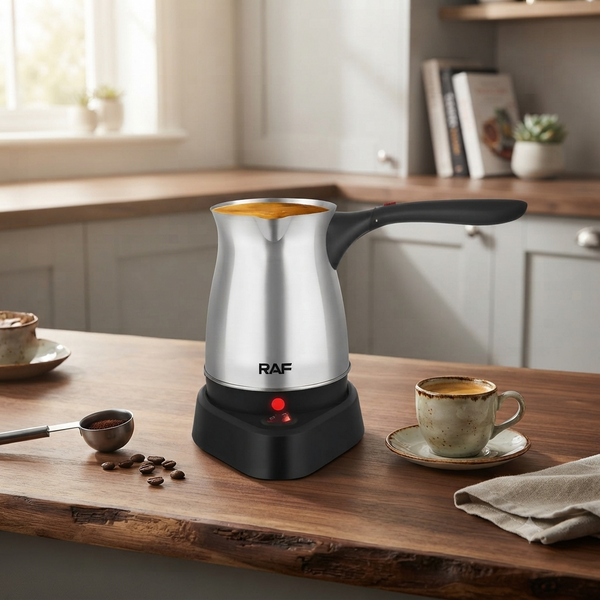 Stainless Steel Electric Coffee Pot With Collapsible Handle