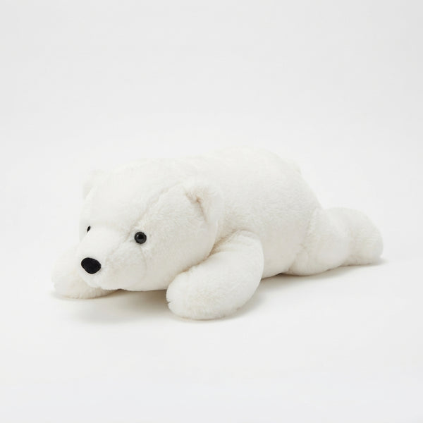 Polar Bear Plush Toy – Soft Cuddly Stuffed Animal lying down, perfect for children and playtime.
