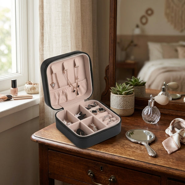 Portable Travel Leather Mini Jewellery Storage Box
