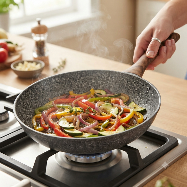 Black Aluminum Non-Stick Frying Pan - 20 cm