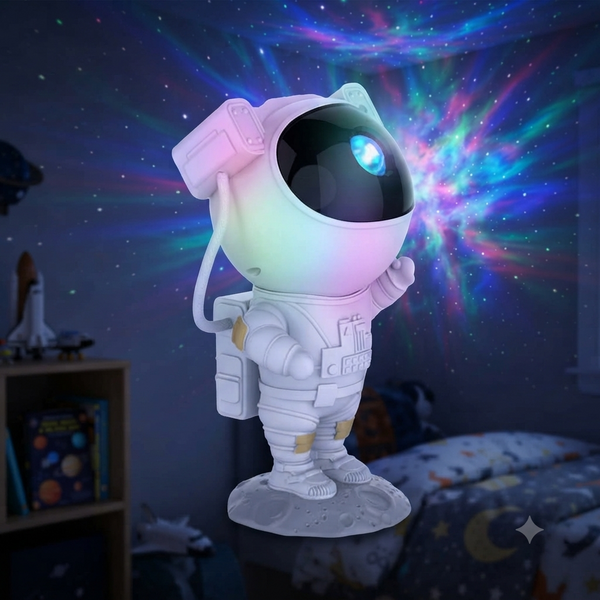 360-Degree Rotating Magnetic Head Astronaut Galaxy Projector