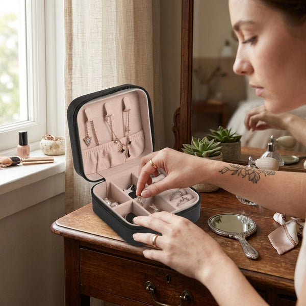 Portable Travel Leather Mini Jewellery Storage Box