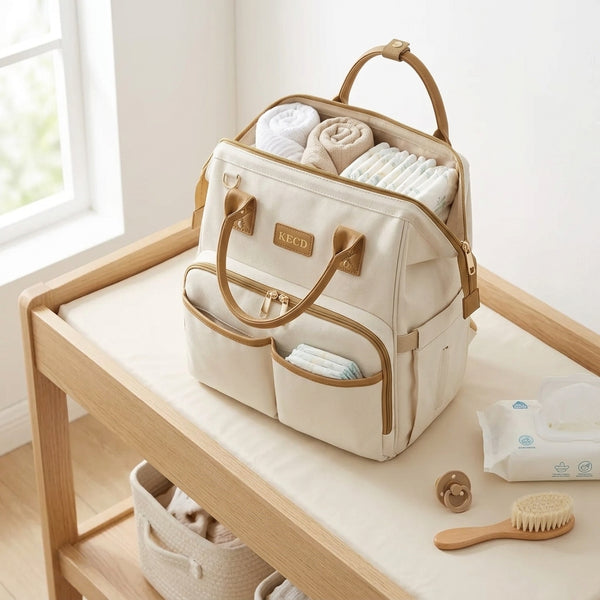 Convertible Canvas Diaper Bag Backpack with Shoulder Strap