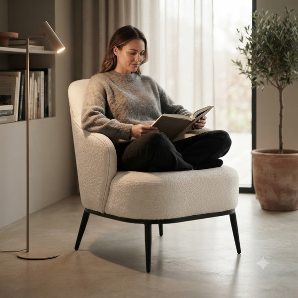 Modern Upholstered Accent Chair with Curved Backrest