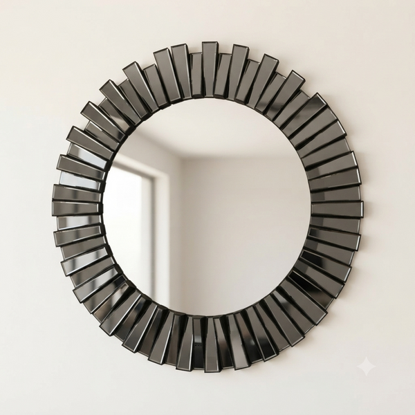 Round Smoked Glass Decorative Wall Mirror