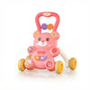 2-in-1 Little Bear Baby Walker with Adjustable Design in pink, featuring interactive buttons and supportive handle for infants.