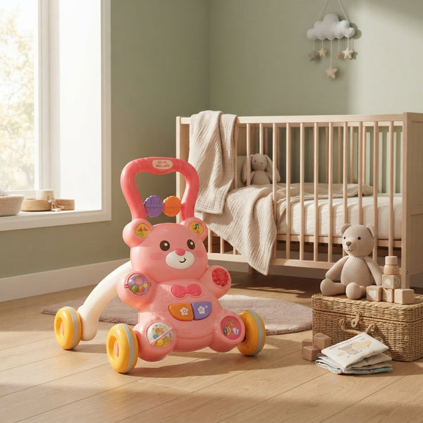 2-in-1 Little Bear Baby Walker with Adjustable Design in a bright nursery setting.