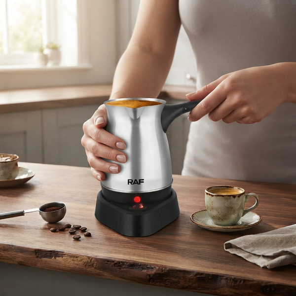 Stainless Steel Electric Coffee Pot With Collapsible Handle
