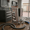 10-Piece Socket Accessory Extension Set displayed on a workbench, showcasing drive adapters and extension bars for better reach.