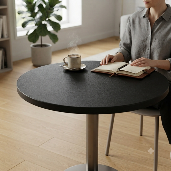Round Bar Table 104 cm Height with Black Pedestal Base