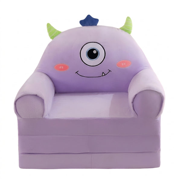 Childrens Animal Sofa Chair featuring a playful monster design with a purple color and fun facial expression.