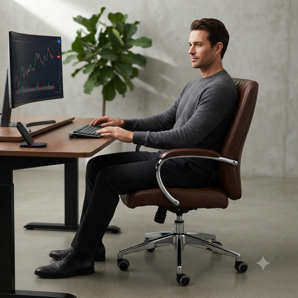 Brown Quilted Executive Office Chair
