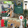 Kids Military Soldier Playset with Action Figures featuring accessories like a vest, shovel, and toy weapons.