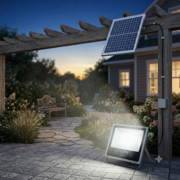 1000W Solar Flood Light with Solar Panel