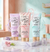 Collagen Fragrance Body Lotion and other body lotions displayed on a marble countertop.