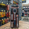 4-Piece Quick-Release Ratchet and Spark Plug Socket Set on display with tools in background.