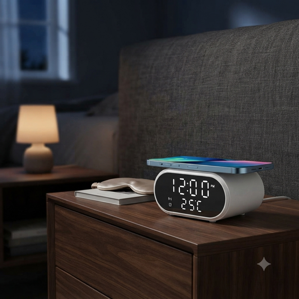 2-in-1 Alarm Clock and Wireless Charger