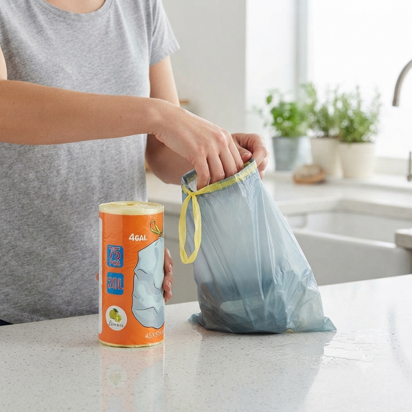 20L Lemon Scented 75 Piece Roll Trash Bags