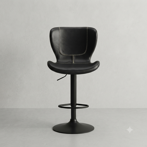 Modern Swivel Bar Stool with Upholstered Seat