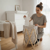 Folding Laundry Basket with Wood Frame