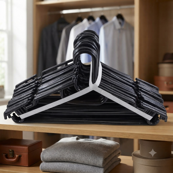 Pack of 20 Black Plastic Hangers