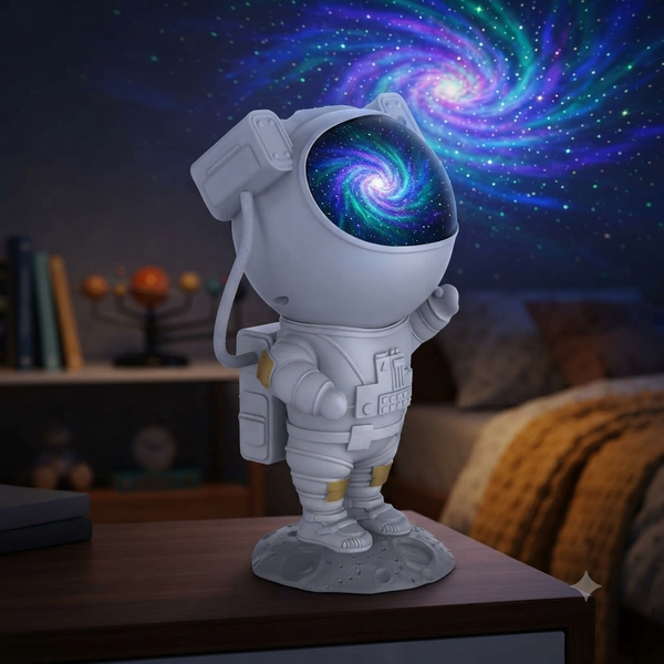 360-Degree Rotating Magnetic Head Astronaut Galaxy Projector
