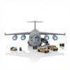 Military Transport Aircraft Toy Set featuring a detailed aircraft, miniature vehicles, and cargo accessories.