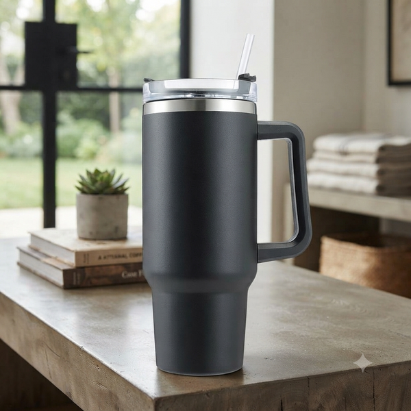 Stainless Steel Vacuum Flask with Straw 1.2L