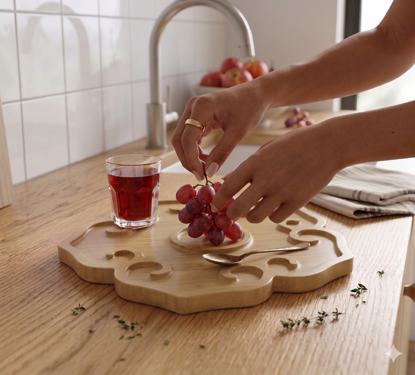 Scalloped Bamboo Serving Tray