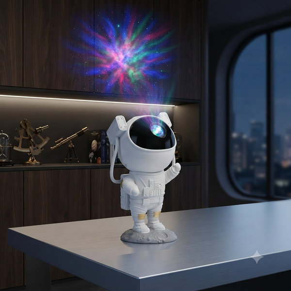 360-Degree Rotating Magnetic Head Astronaut Galaxy Projector