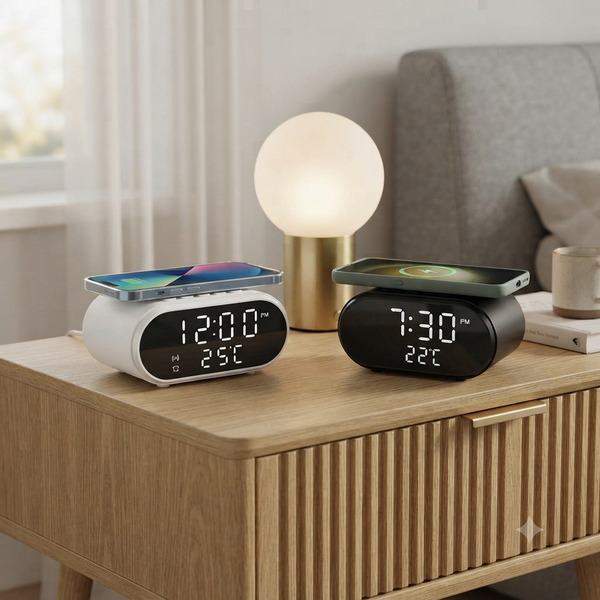 2-in-1 Alarm Clock and Wireless Charger