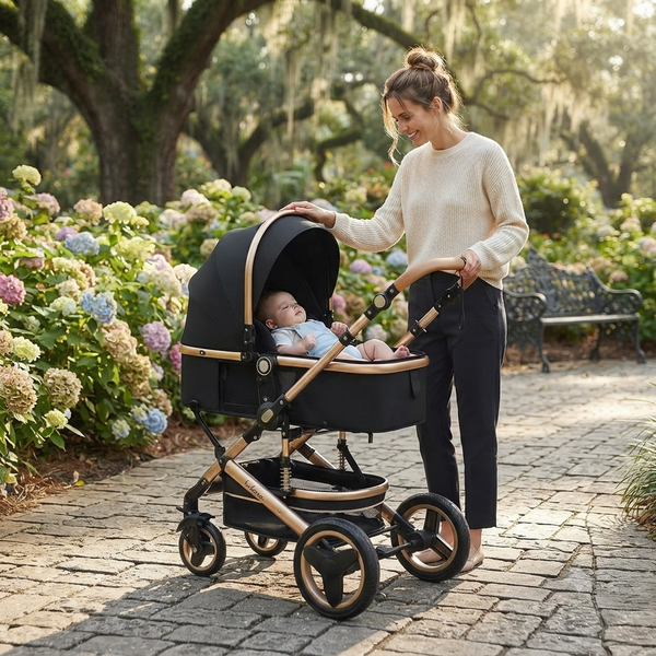 2-in-1 Baby Stroller & Pram – Convertible Infant Travel Seat