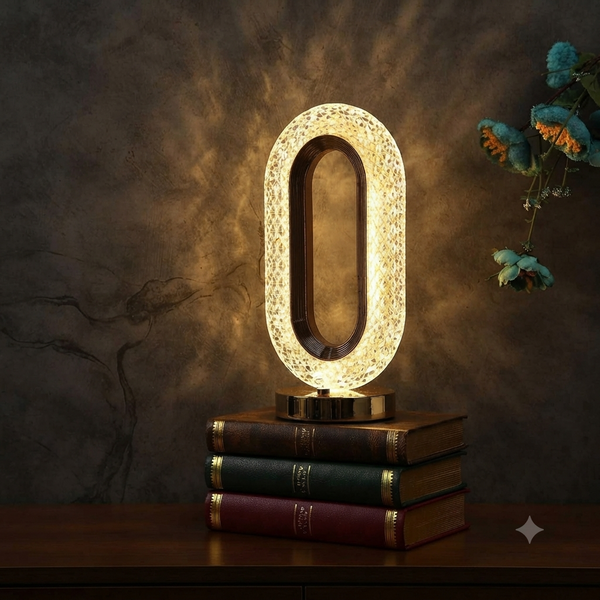 Oval Crystal Table Lamp