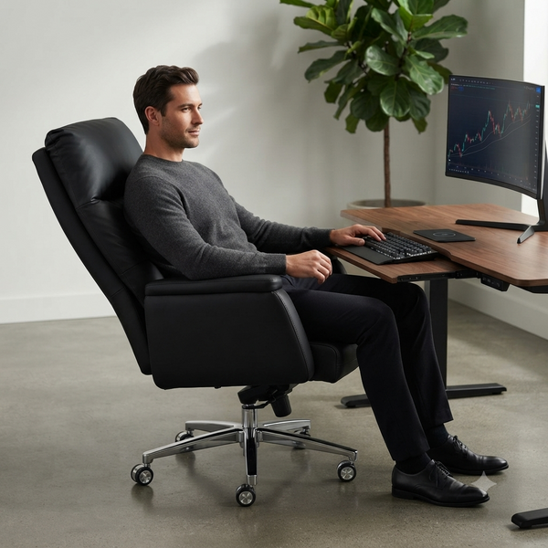 Executive High-Back Office Chair with Wheels