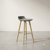 Modern Counter Stool with Curved Seat and Wooden Legs