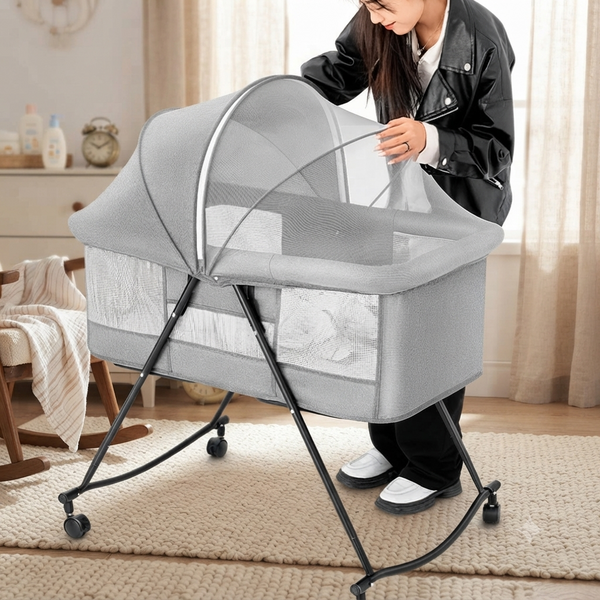 Baby Rocker Bassinet Crib & Co-Sleeper with Detachable Mosquito Net