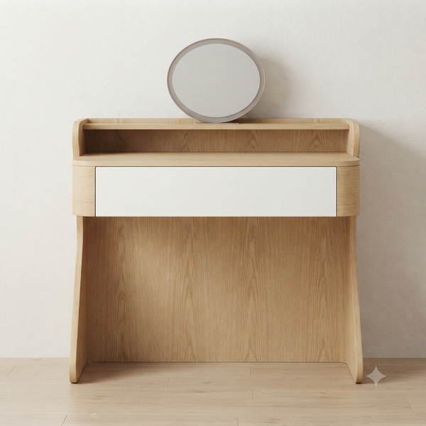 Wood-Effect Dressing Table with Open Shelf