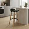Modern Counter Stool with Curved Seat and Wooden Legs