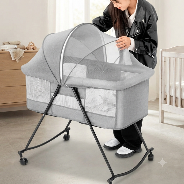 Baby Rocker Bassinet Crib & Co-Sleeper with Detachable Mosquito Net