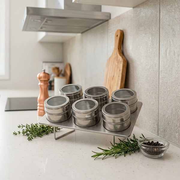 Stainless Steel Magnetic Spice Rack 6 Piece
