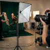 Square Studio Light Box with Single Lamp Holder used in a professional photoshoot, highlighting soft lighting and clear images.