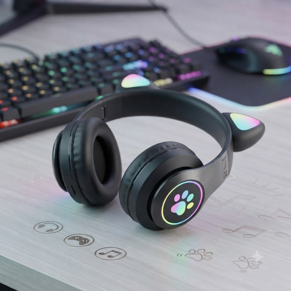 Wireless Cat Ear Bluetooth Headphones with LED Lights